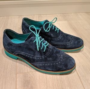Cole Haan Alisa Oxfords Blue Suede sz 6.5B